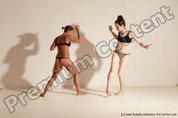 Underwear Martial art Woman - Woman White Moving poses Athletic medium brown Dynamic poses Academic